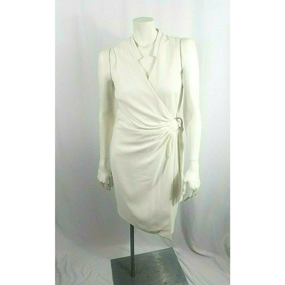 H&M White Sleeveless Wrap Dress Career Wear Sz 12
